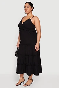 Plus Ruffle Trim Tiered Maxi Dress