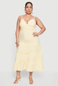 Plus Ruffle Trim Tiered Maxi Dress
