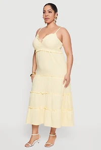 Plus Ruffle Trim Tiered Maxi Dress