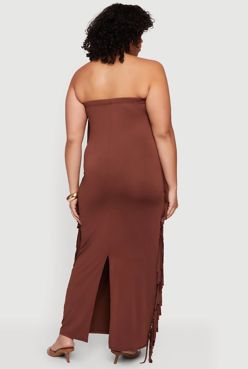 Plus Fringe Side Maxi Tube Dress