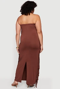 Plus Fringe Side Maxi Tube Dress