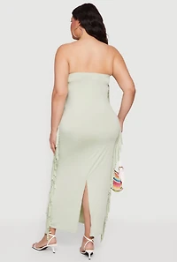 Plus Fringe Side Maxi Tube Dress