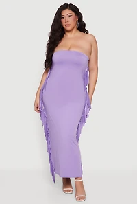 Plus Fringe Side Maxi Tube Dress