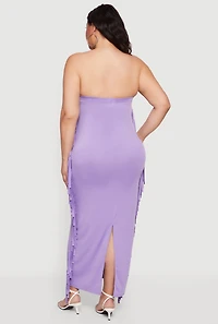 Plus Fringe Side Maxi Tube Dress