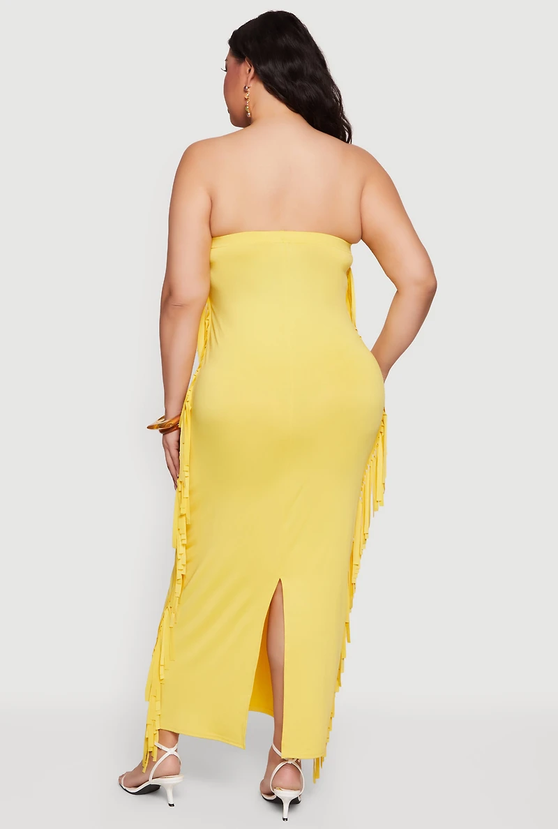 Plus Fringe Side Maxi Tube Dress