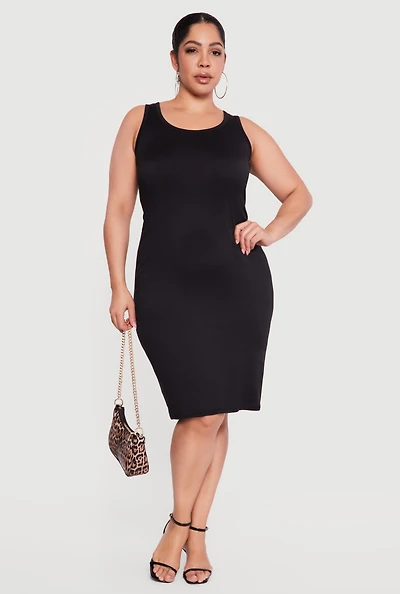 Plus Scoop Neck Tank Midi Dress