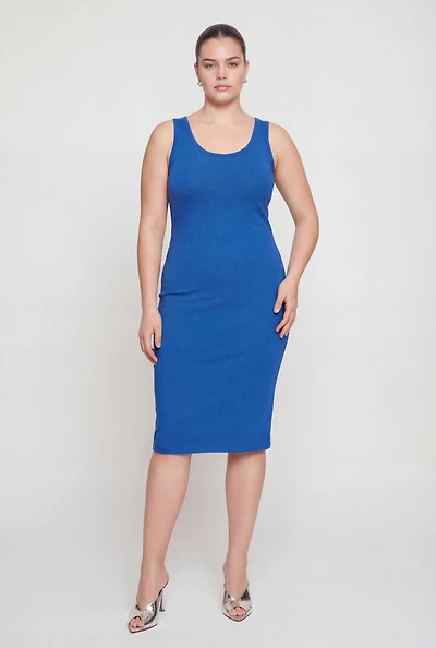 Plus Scoop Neck Tank Midi Dress