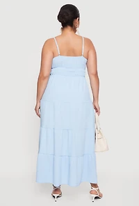 Plus Crepe Knit Ruffle Tiered Maxi Dress