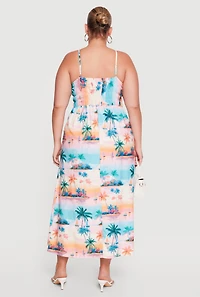 Plus Tropical Island Print Cami Maxi Dress