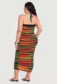 Plus Patterned Crochet Halter Dress