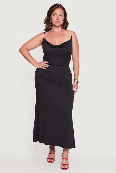 Plus Cowl Neck Cami Maxi Dress