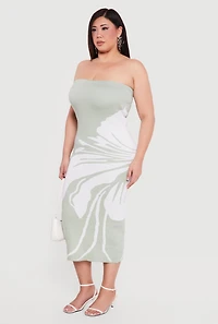 Plus Floral Tube Midi Dress
