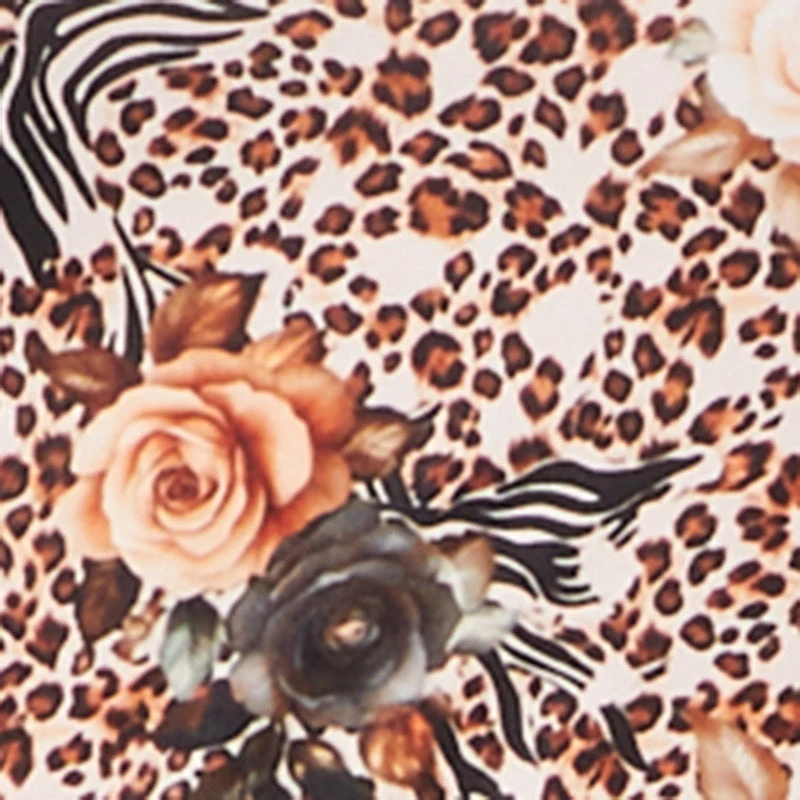 Plus Floral Animal Print Side Slit Cut Out Detail Dress