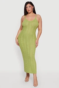 Plus Cable Knit Scoop Neck Cami Maxi Dress