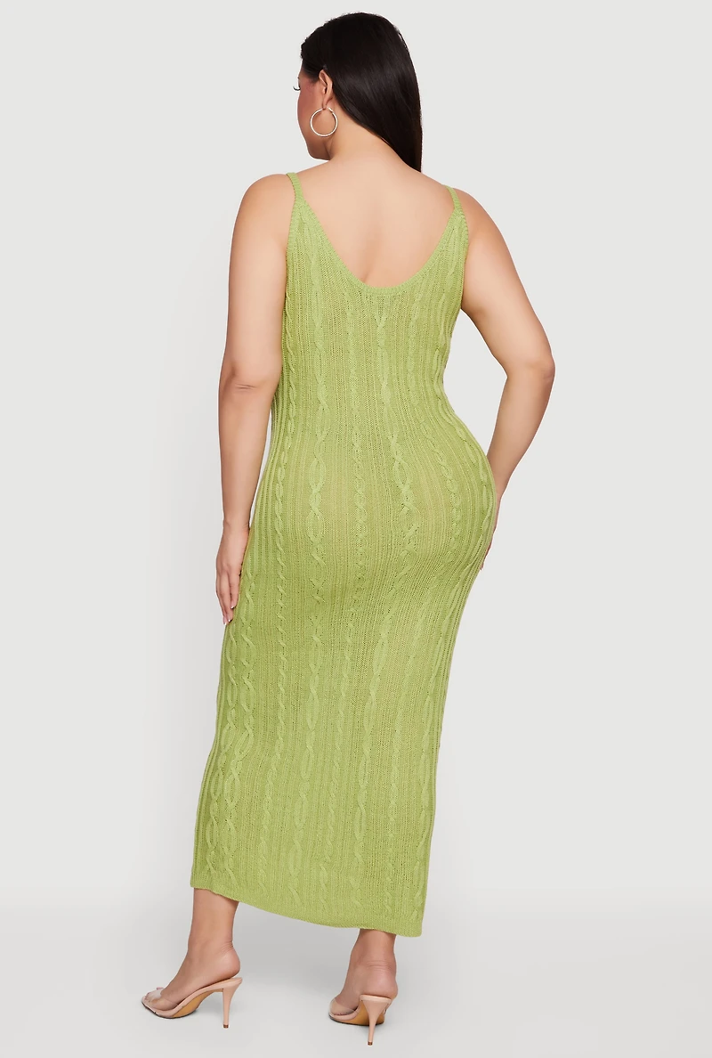 Plus Cable Knit Scoop Neck Cami Maxi Dress