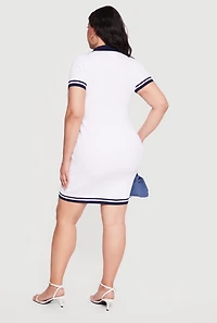 Plus USA Graphic Short Sleeve Polo Sweater Dress