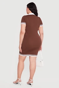 Plus Bear Graphic Polo Sweater Dress