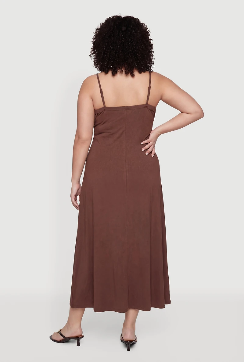 Plus Ruched Front Cami Maxi Dress