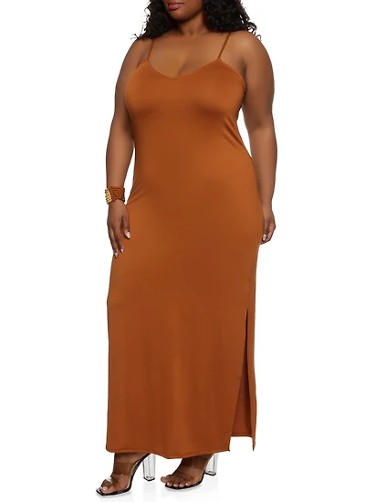 Plus Side Slit Cami Maxi Dress