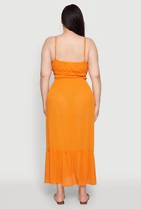 Womens Plus Size Tiered Scoop Neck Maxi Dress, Orange, Size 1X