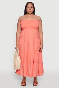 Plus Elegant Strapless Tiered Sundress