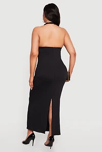 Plus Twisted Halter Cowl Neck Maxi Dress