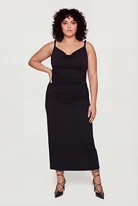 Plus Twisted Strap Side Ruched Maxi Dress