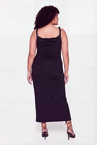 Plus Twisted Strap Side Ruched Maxi Dress
