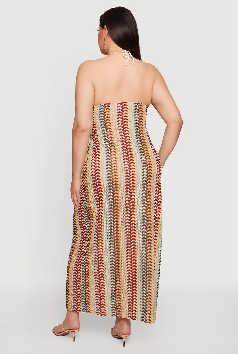 Plus Printed Pattern Halter Maxi Dress