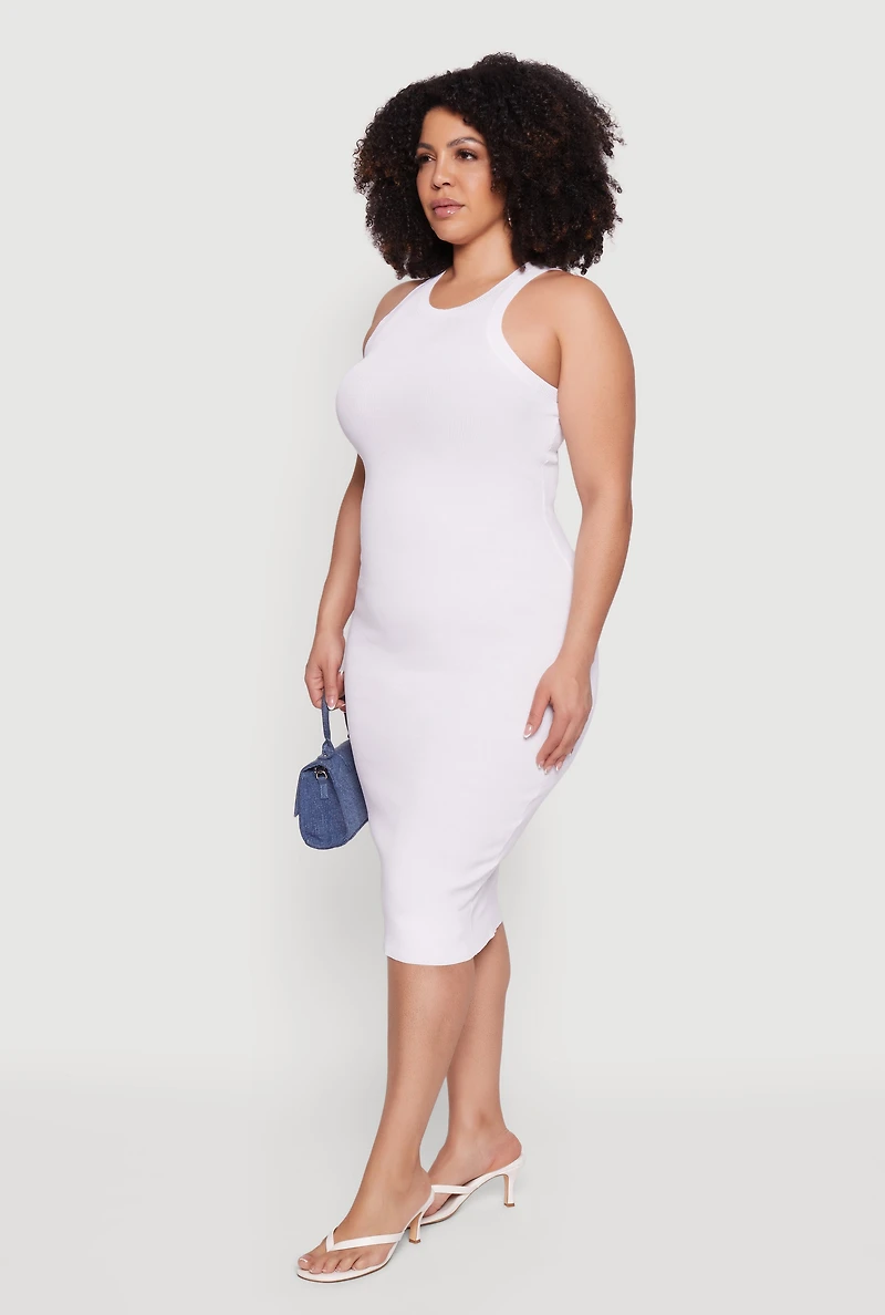 Plus Solid Tank Midi Dress