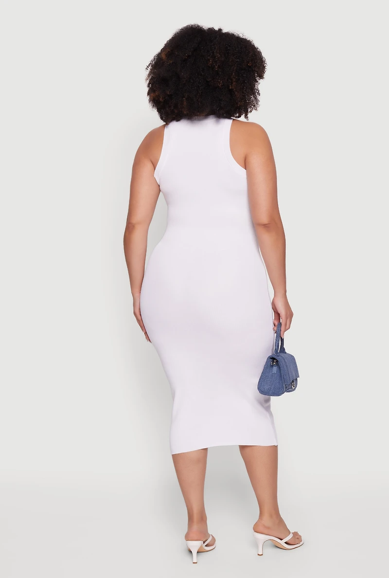 Plus Solid Tank Midi Dress
