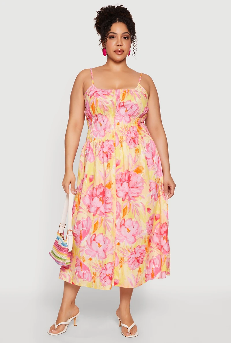 Plus Floral Smocked Waist Sundress