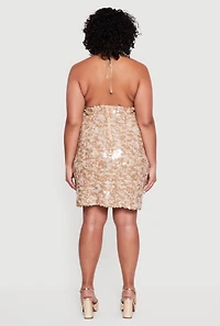 Plus Sequin Halter Dress