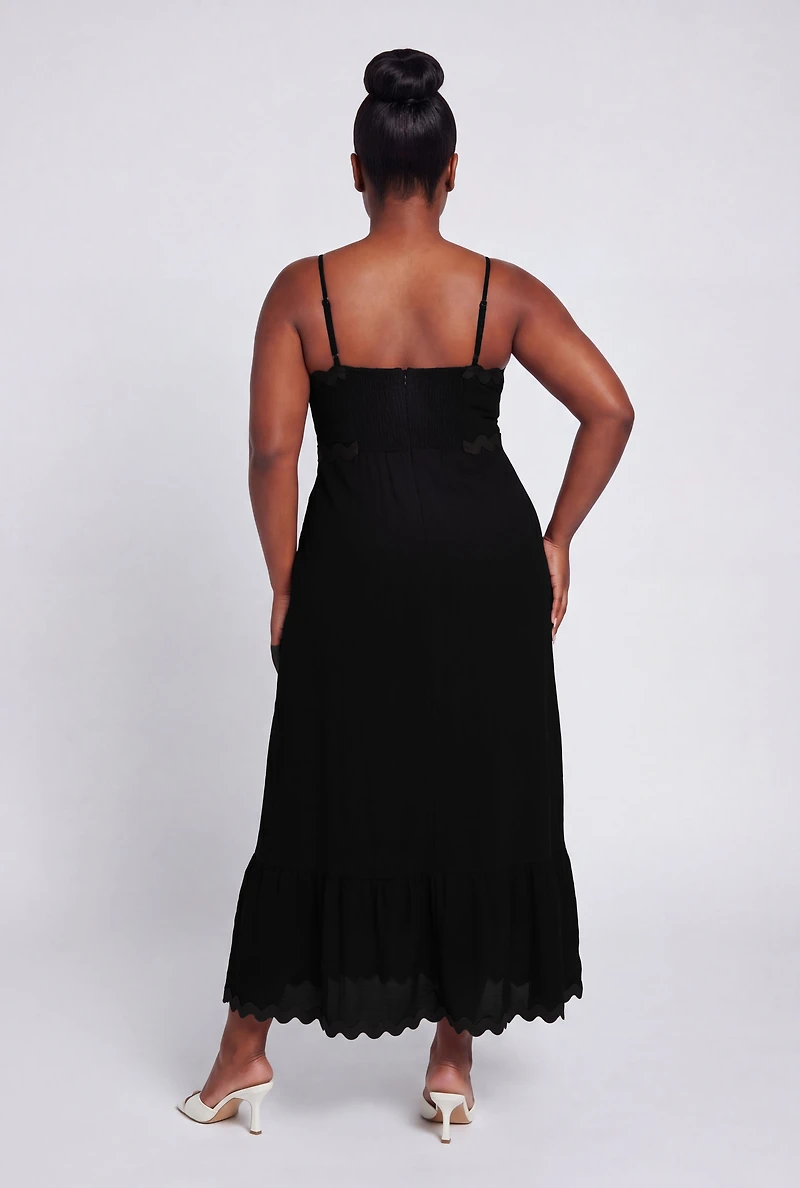 Plus Scallop Trim A Line Maxi Dress