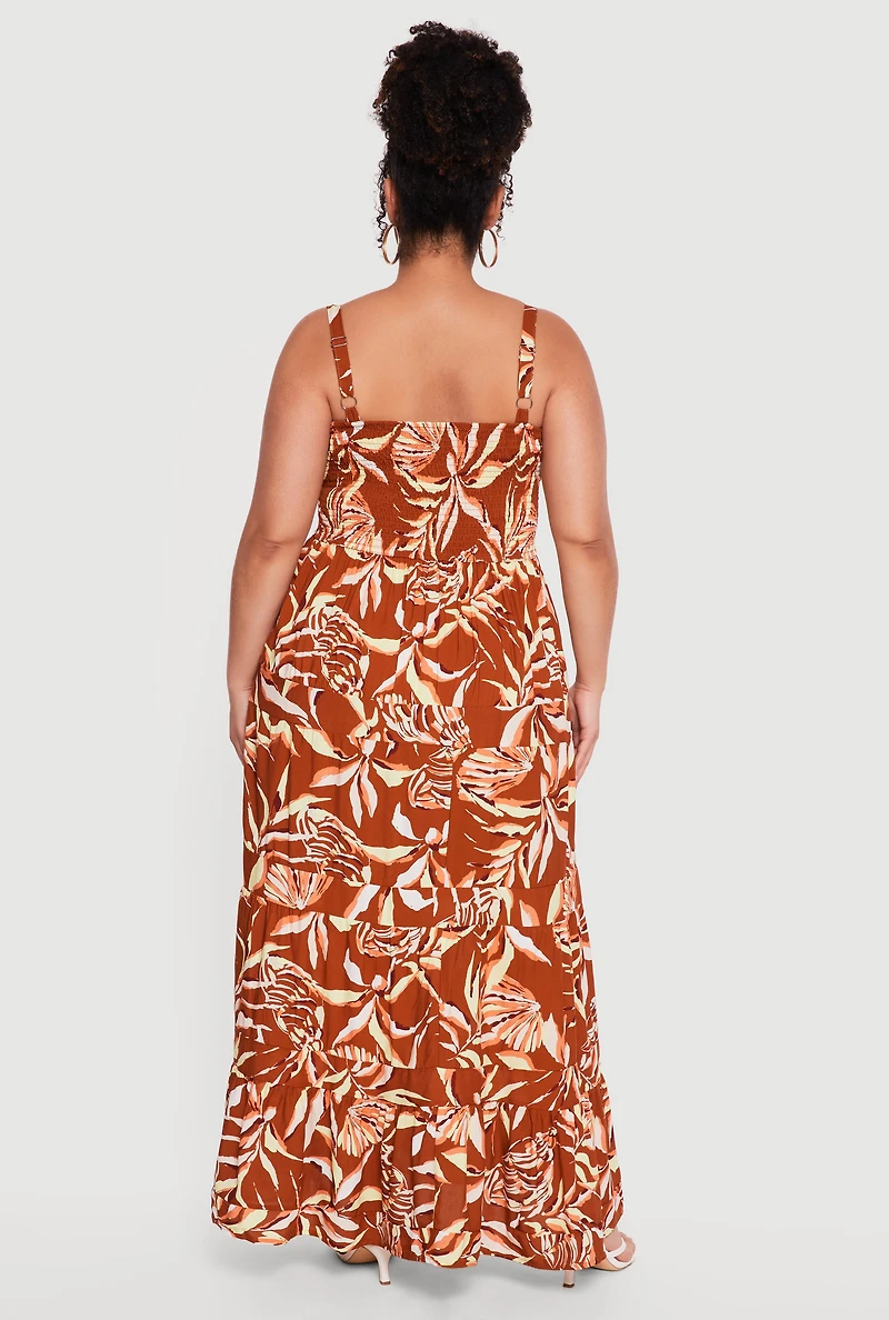 Plus Patterned Tiered Maxi Dress