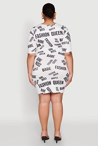 Womens Plus Size Fashion Queen Graphic Dress, Multi, Size 3X