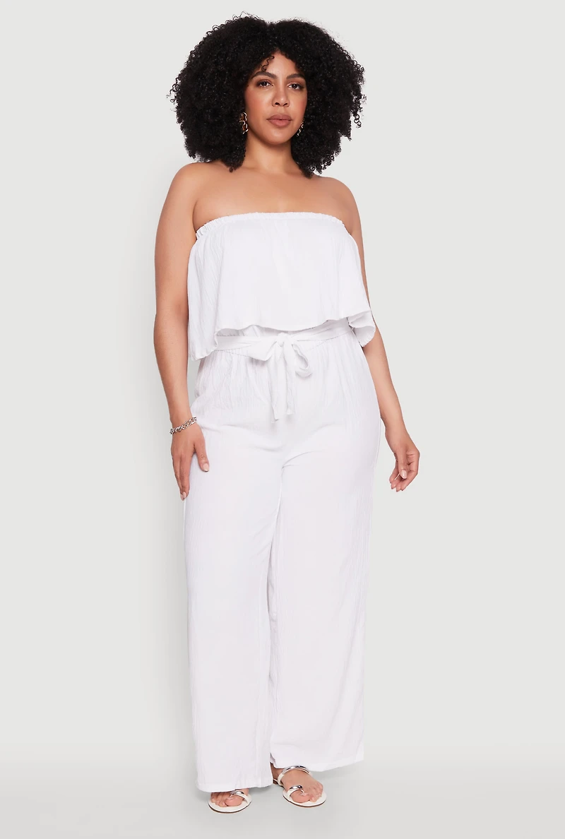 Plus Ruffle Overlay Jumpsuit