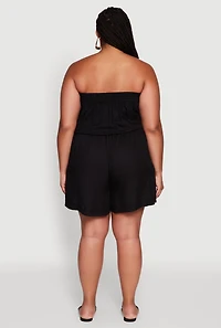 Womens Plus Strapless Cargo Pocket Romper, 3X