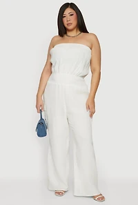 Plus Smock Waist Cargo Pocket Tube Jumpsuit