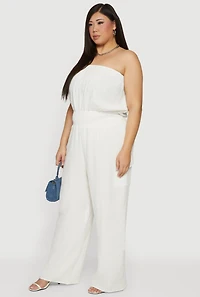 Plus Smock Waist Cargo Pocket Tube Jumpsuit