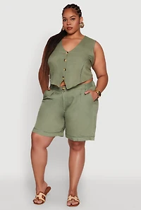 Plus Trendy Crochet Detail High Waisted Shorts