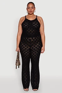 Plus Crochet Diamond Knit Pants