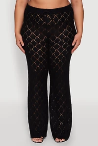 Plus Crochet Diamond Knit Pants