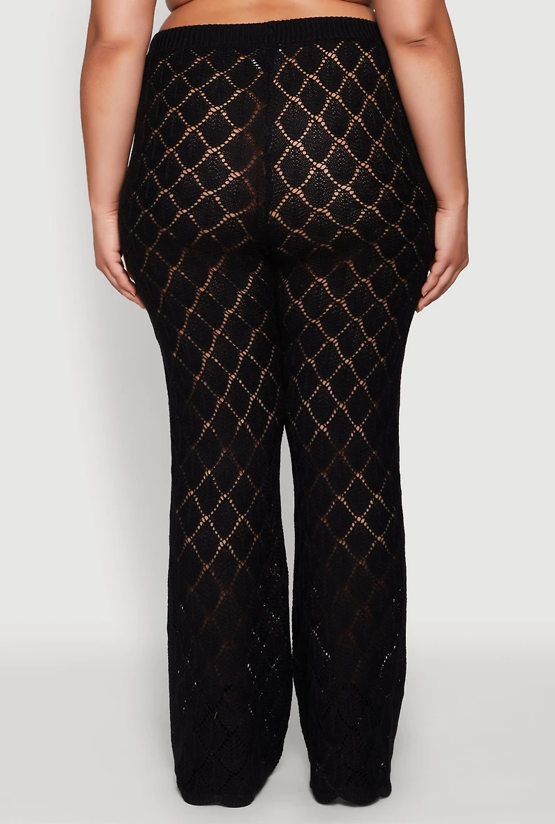 Plus Crochet Diamond Knit Pants