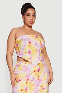 Plus Tie Dye Print Hanky Hem Tube Top