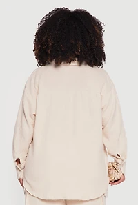 Plus Gauze Knit Button Front Shirt