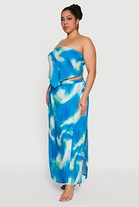 Plus Tie Dye Print Maxi Skirt