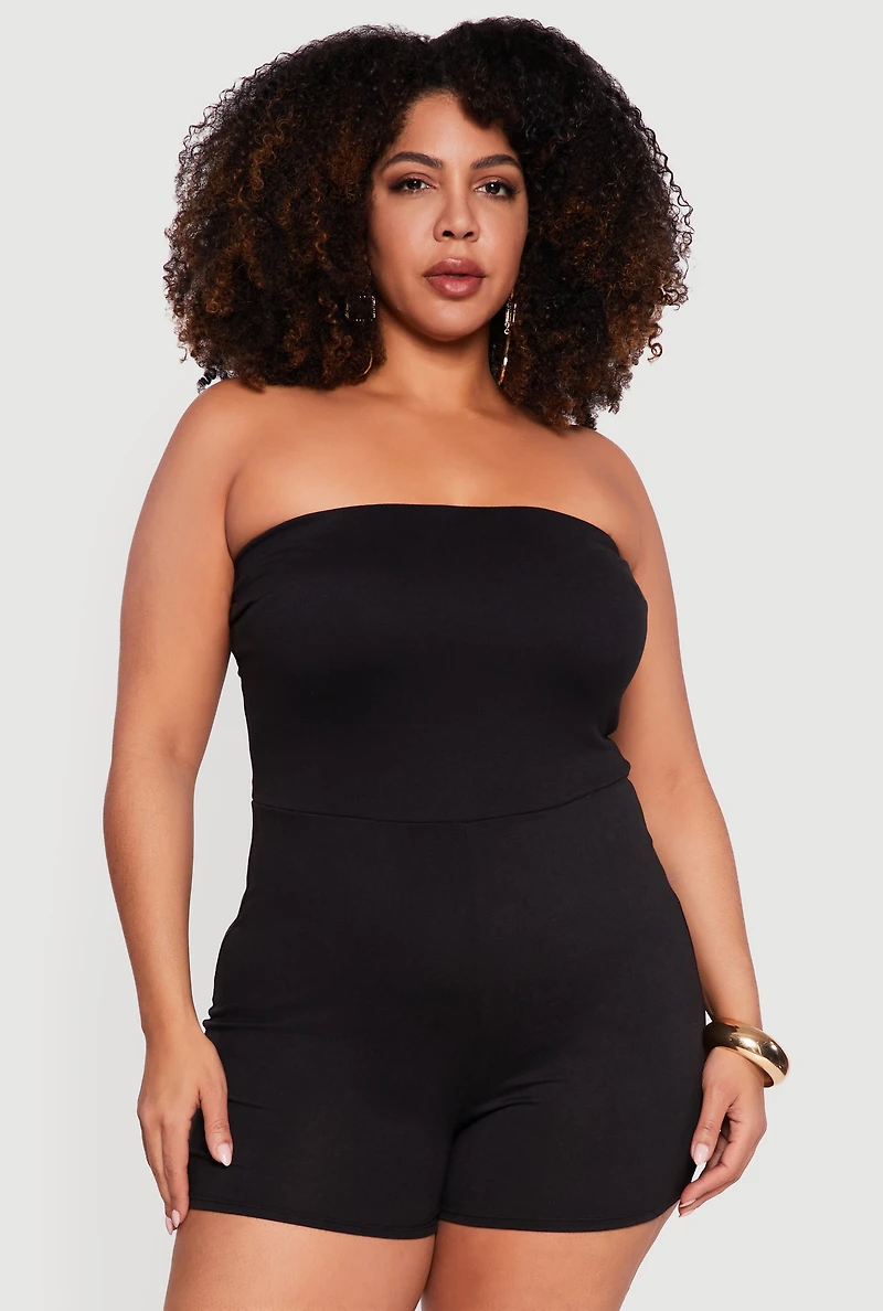 Plus Tube Romper with Tulle Tiered Ruffle Maxi Skirt