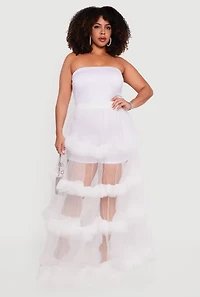 Plus Tube Romper with Tulle Tiered Ruffle Maxi Skirt