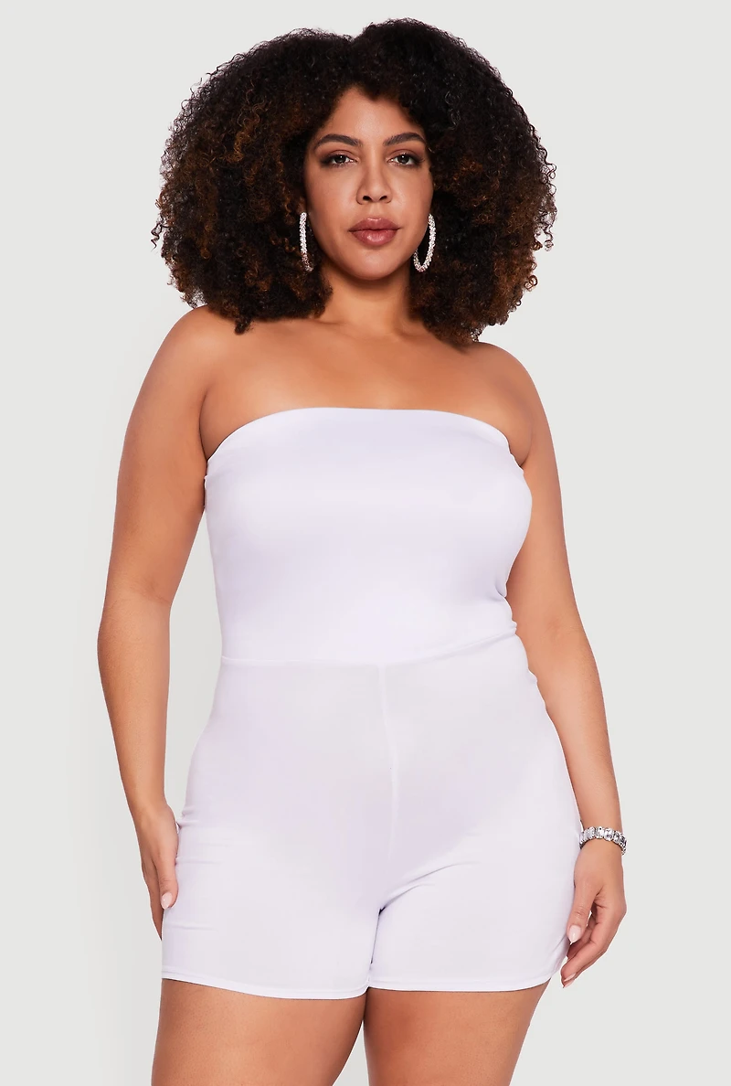 Plus Tube Romper with Tulle Tiered Ruffle Maxi Skirt